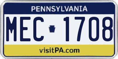 PA license plate MEC1708