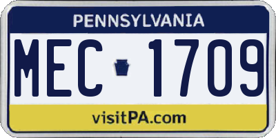 PA license plate MEC1709