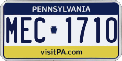 PA license plate MEC1710