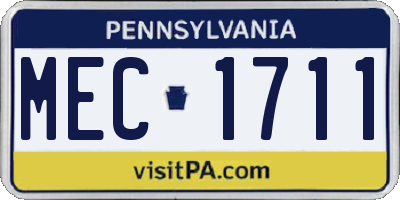 PA license plate MEC1711