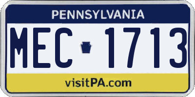 PA license plate MEC1713