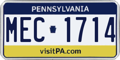 PA license plate MEC1714