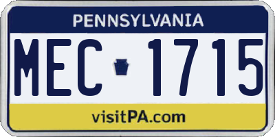 PA license plate MEC1715