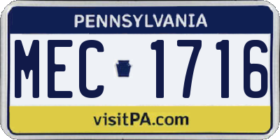 PA license plate MEC1716