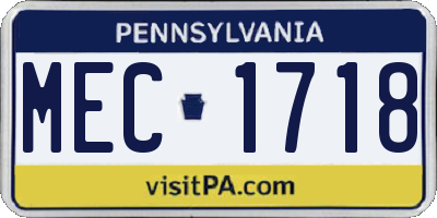 PA license plate MEC1718