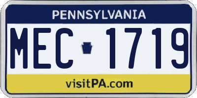 PA license plate MEC1719