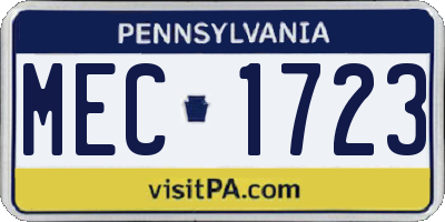 PA license plate MEC1723
