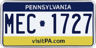 PA license plate MEC1727