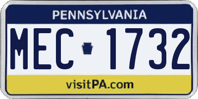 PA license plate MEC1732