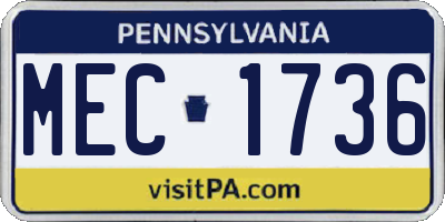 PA license plate MEC1736