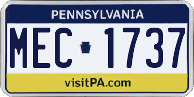PA license plate MEC1737