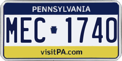 PA license plate MEC1740