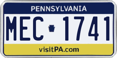 PA license plate MEC1741
