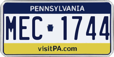PA license plate MEC1744