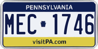PA license plate MEC1746