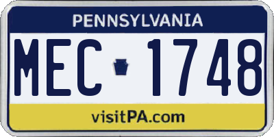 PA license plate MEC1748