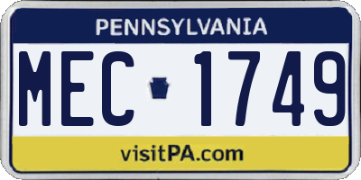 PA license plate MEC1749