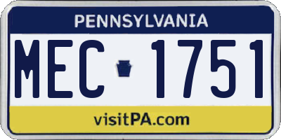 PA license plate MEC1751