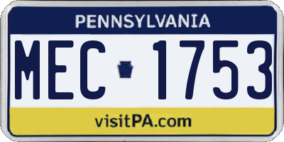 PA license plate MEC1753