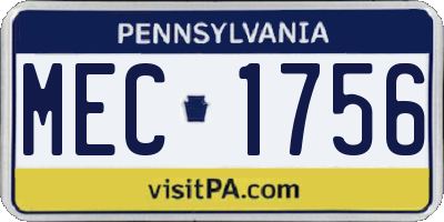 PA license plate MEC1756