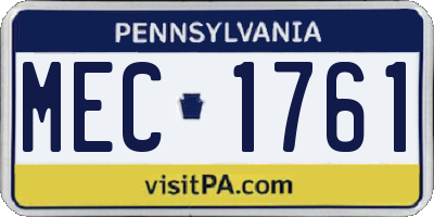 PA license plate MEC1761