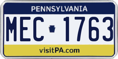 PA license plate MEC1763