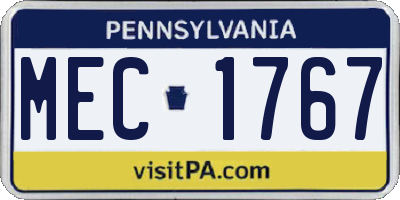 PA license plate MEC1767
