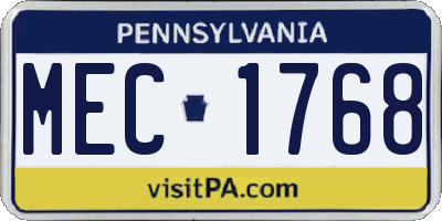 PA license plate MEC1768