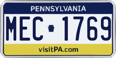 PA license plate MEC1769
