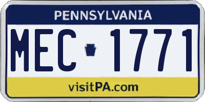 PA license plate MEC1771