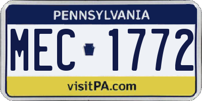 PA license plate MEC1772