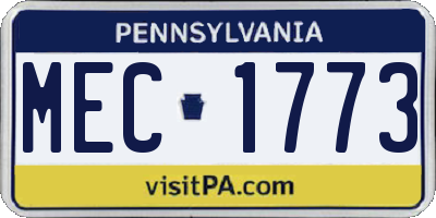 PA license plate MEC1773