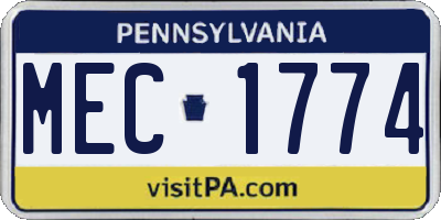 PA license plate MEC1774
