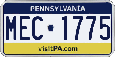PA license plate MEC1775