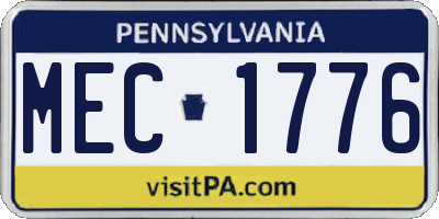 PA license plate MEC1776