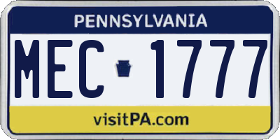 PA license plate MEC1777