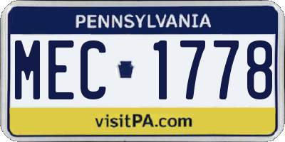 PA license plate MEC1778