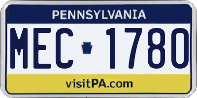 PA license plate MEC1780