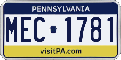 PA license plate MEC1781