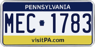 PA license plate MEC1783