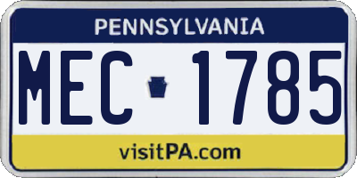 PA license plate MEC1785