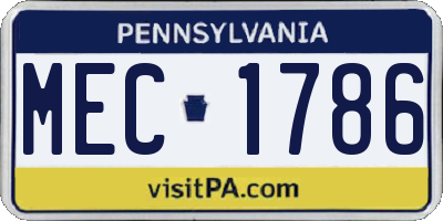 PA license plate MEC1786