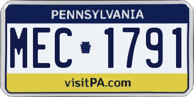PA license plate MEC1791