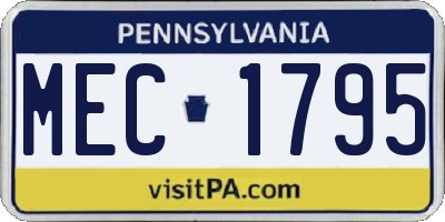 PA license plate MEC1795