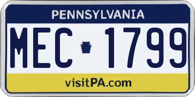 PA license plate MEC1799