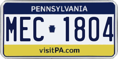 PA license plate MEC1804