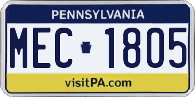 PA license plate MEC1805