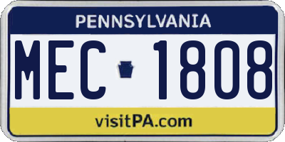 PA license plate MEC1808