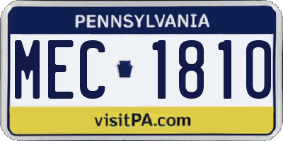 PA license plate MEC1810
