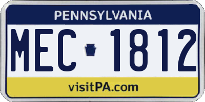 PA license plate MEC1812